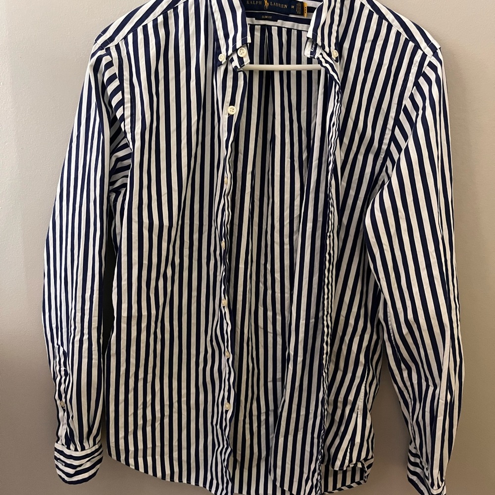 Ralph Lauren Navy and White Striped Shirt
